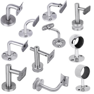 Stainless Steel Stair Wall Mount Handrail Support Bracket Curtain Bar Support Glass Railing Grab Hardware