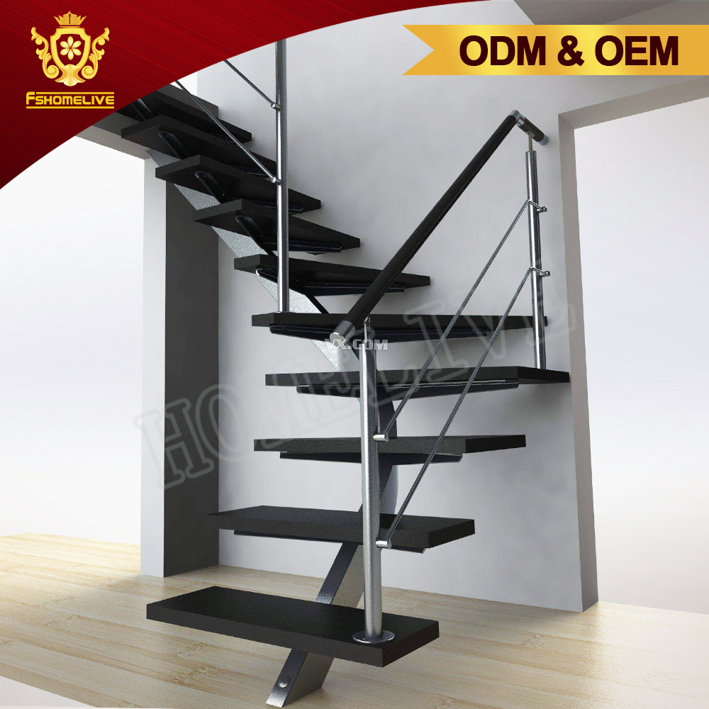 Customized Luxury  Modern Floating Staircase ailing stairs system wood Stair