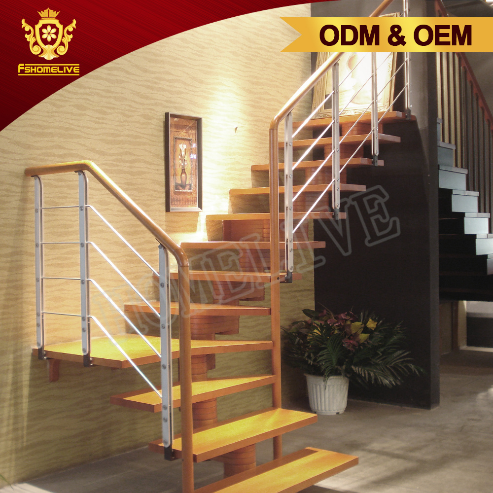 Customized Luxury  Modern Floating Staircase ailing stairs system wood Stair