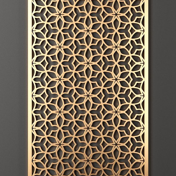 Stainless Steel Screen Laser Cut Metal Room Divider room divid panel Gold Flower Pattern Partition Wall For Living Room