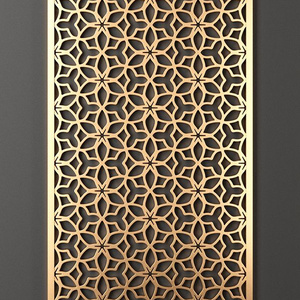 Stainless Steel Screen Laser Cut Metal Room Divider room divid panel Gold Flower Pattern Partition Wall For Living Room