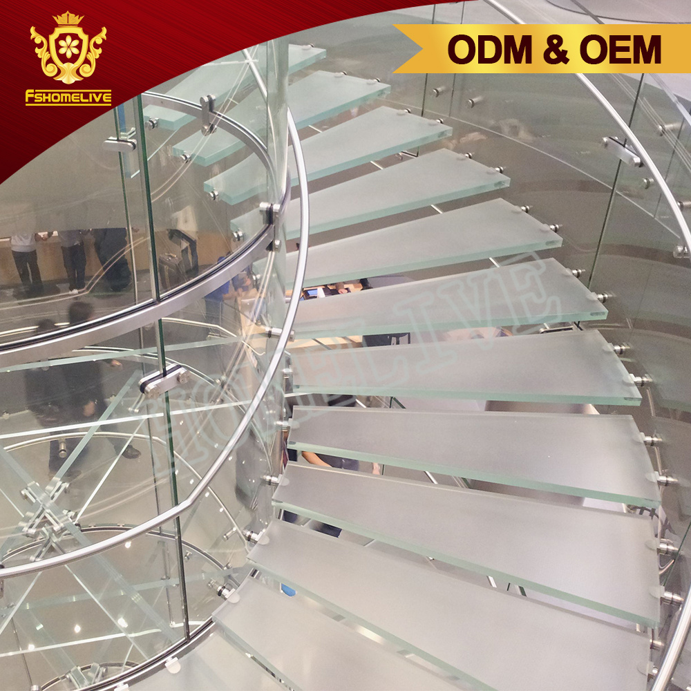 Open riser staircase design with wood handrail stainless steel railing straight mono stringer stairs