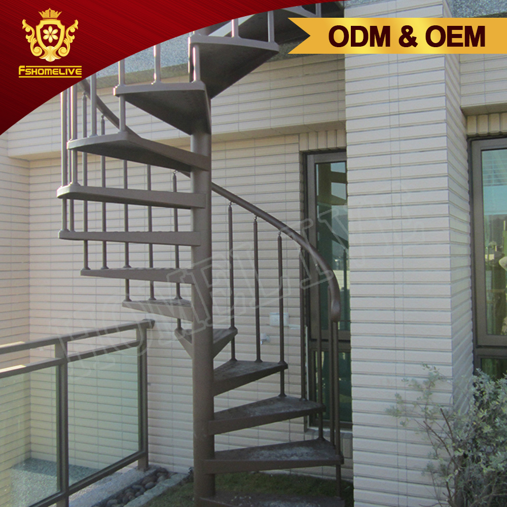 Exterior Commercial Industrial Curved Metal Steel Stairs Design House Outdoor Circular Stainless Steel Spiral Staircase