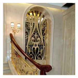 Luxury Gold Laser Cut Metal Screens Room Dividers Partitions Arch Wall Decorative Panels For Salons Hallway Livingroom