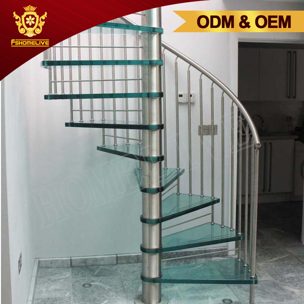 Custom Made Design Inside Home Used Metal Glass Round Shaped Floating Stairs Indoor Tempered Glass Curved Spiral Staircase