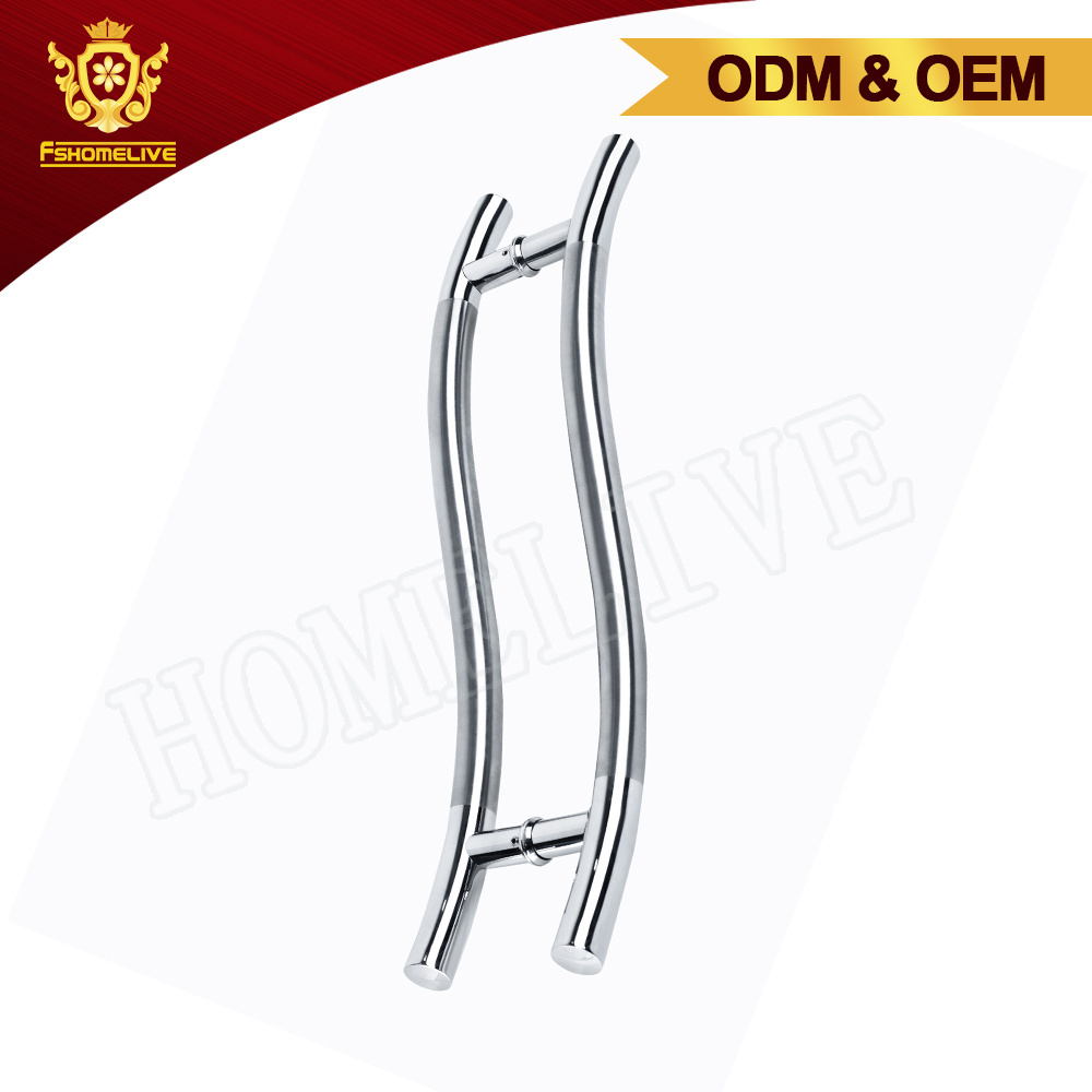 Modern Shop Stainless Steel Pull Front Door Handles Stainless Steel Brushed Tubular External Entrance Entry Door Handles