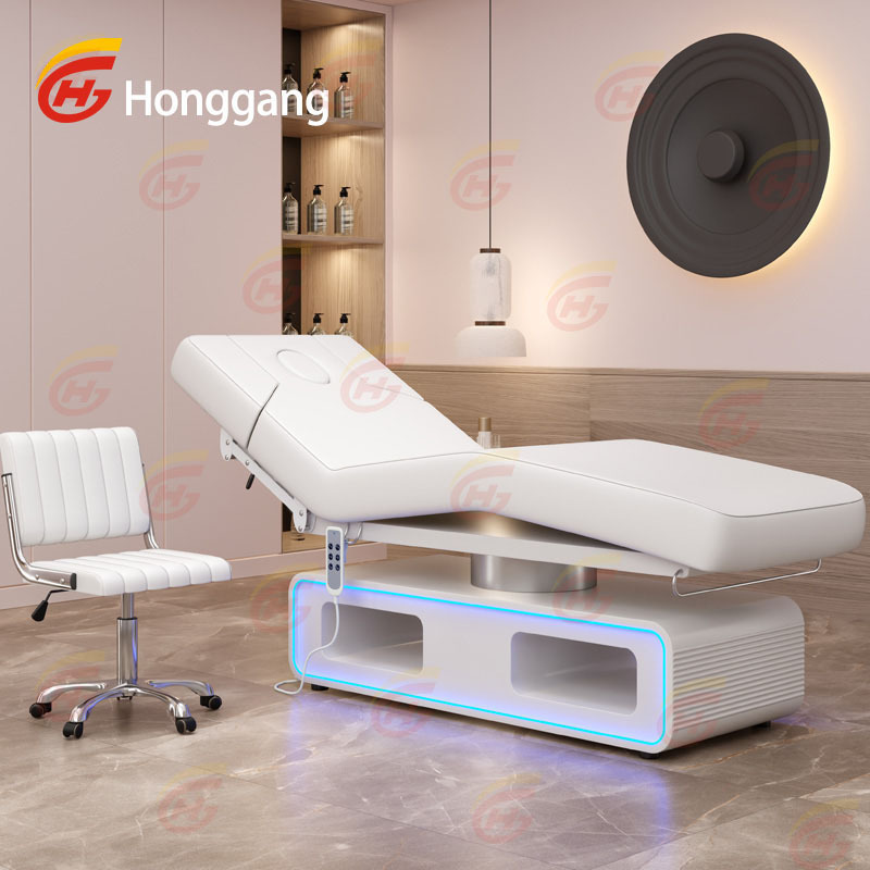 Large Solid wooden Base Hair Thermal Therapy Vibration Electric 3 Motors Cosmetic Massage Bed With Storage