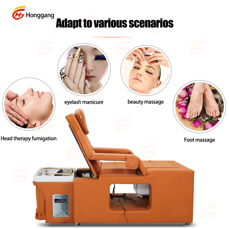 Hot-selling electric backrest lifting shampoo and pedicure dual-use massage and shampoo bed can be used for salon shop