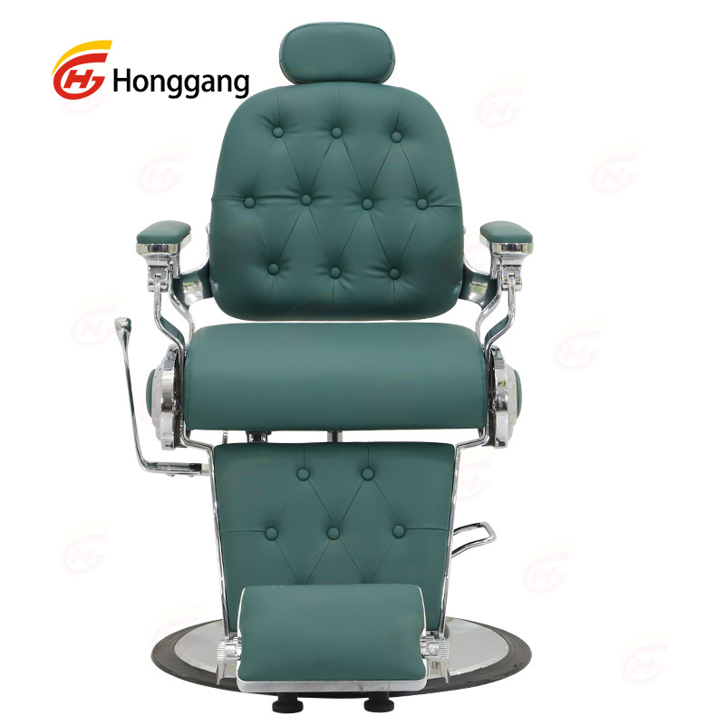 high quality modern metal parts frame professional hydraulic pump reclining men hair salon vintage green barber shop chair