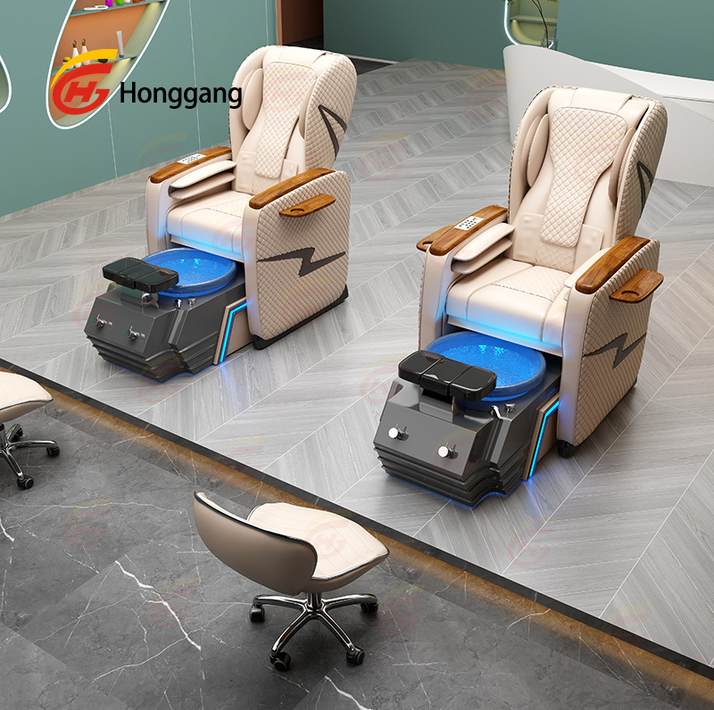 2024 honggang wholesale luxury spa nail foot massage electric pedicure chairs with pump drain for sale