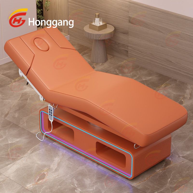 Large Solid wooden Base Hair Thermal Therapy Vibration Electric 3 Motors Cosmetic Massage Bed With Storage