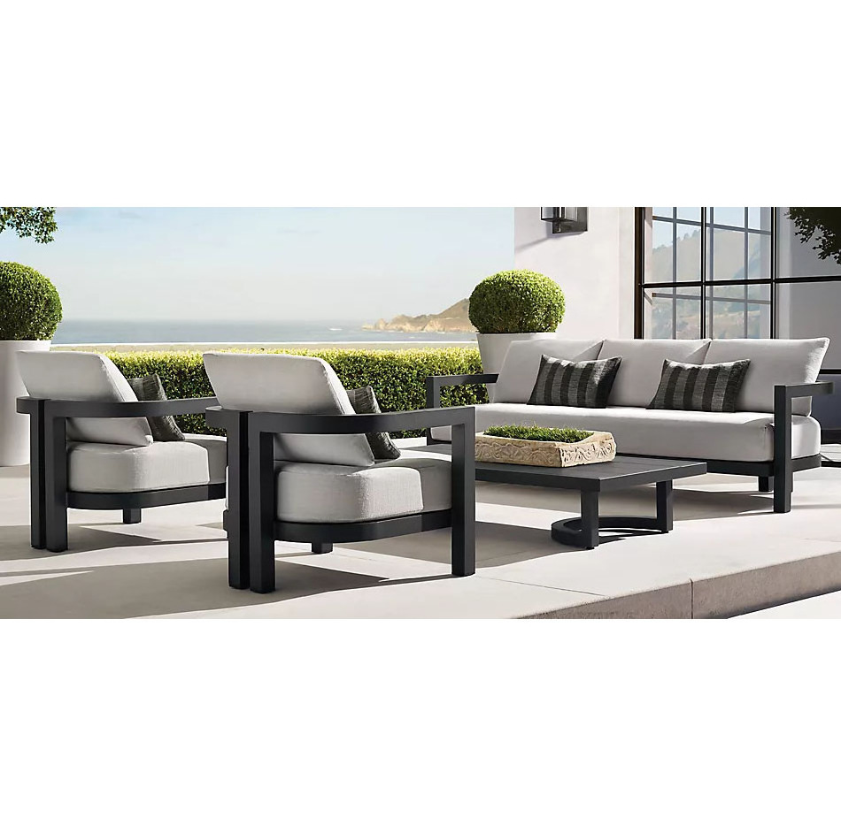 Hotel Outdoor Furniture Modern 5 seats Aluminum garden sofa Swimming pool side Patio Garden Set black metal outdoor sofa