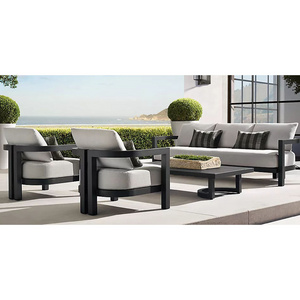 Hotel Outdoor Furniture Modern 5 seats Aluminum garden sofa Swimming pool side Patio Garden Set black metal outdoor sofa