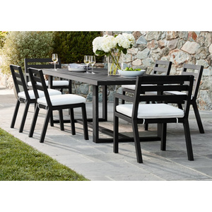 modern swimming pool outdoor furniture aluminum outdoor table patio garden set black metal dining  set outdoor table and chairs