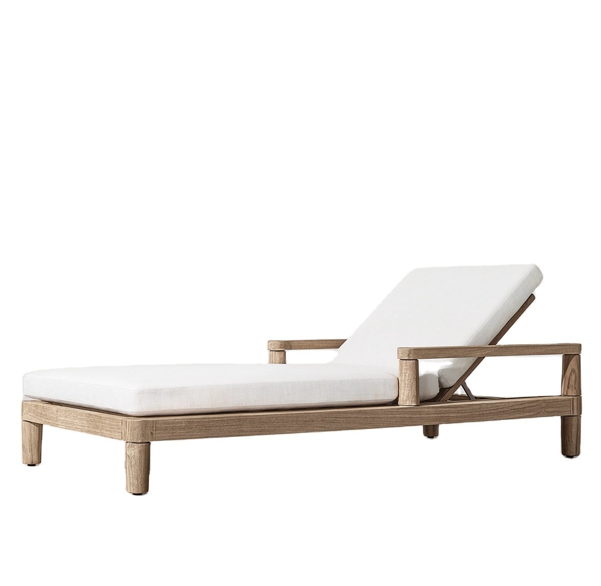 Hotel patio outdoor lounge chair teak wood bed beach sun loungers garden pool side teak sunbed lounger chair