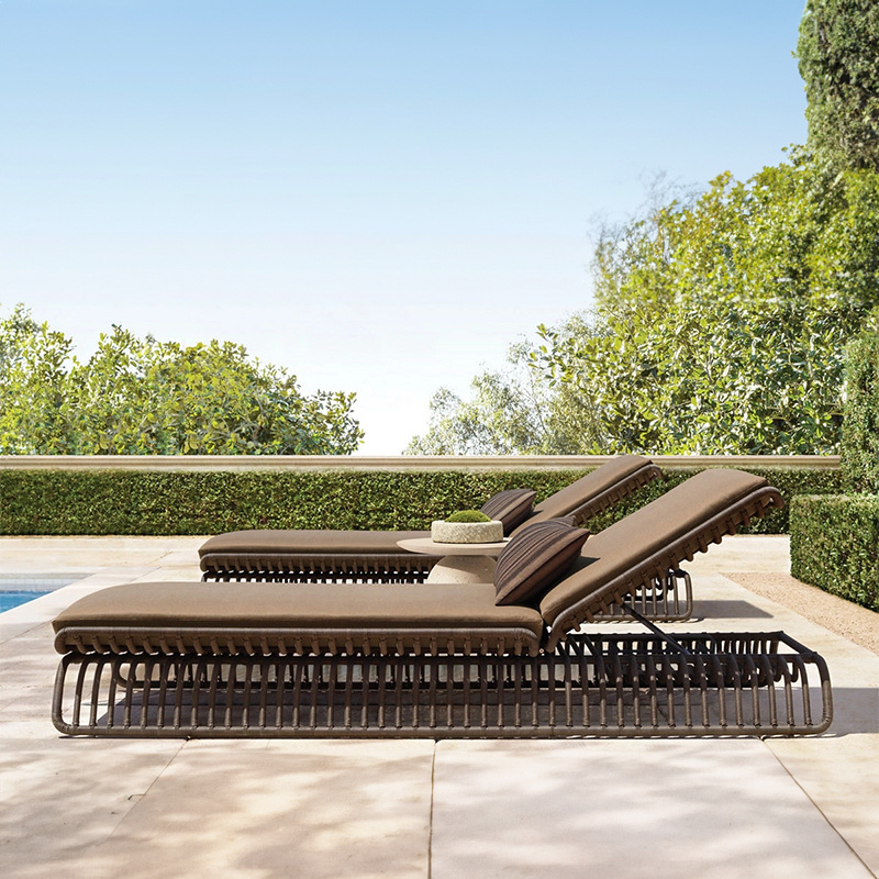 New design wicker sunbed beach chaise lounge aluminum all-weather outdoor  furniture pool rattan sun lounger