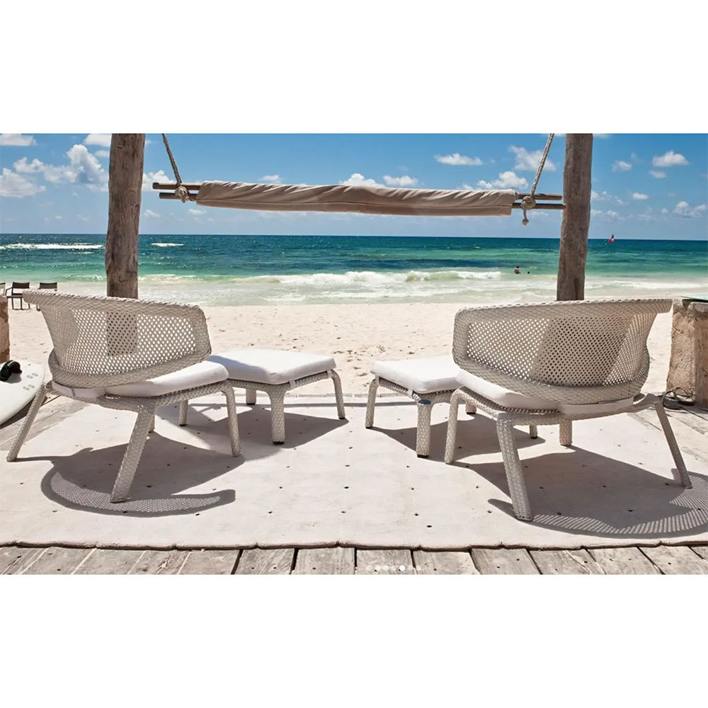 Factory Wholesale Hotel Beach rattan outdoor Furniture Patio Metal Wicker Outdoor Chairs aluminum white rattan lounge chair