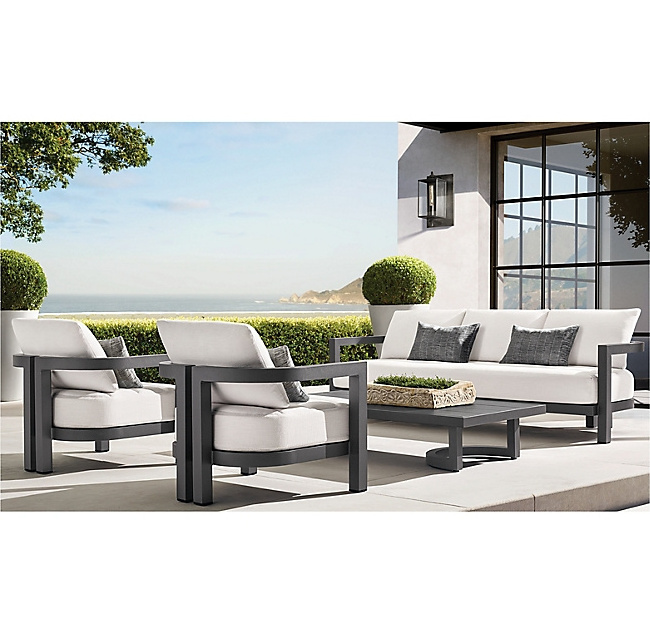 luxury outdoor furniture all weather living room aluminum sectionals sofa garden sofa set hotel patio black metal outdoor sofa