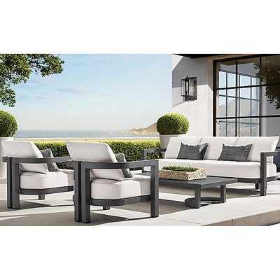 luxury outdoor furniture all weather living room aluminum sectionals sofa garden sofa set hotel patio black metal outdoor sofa