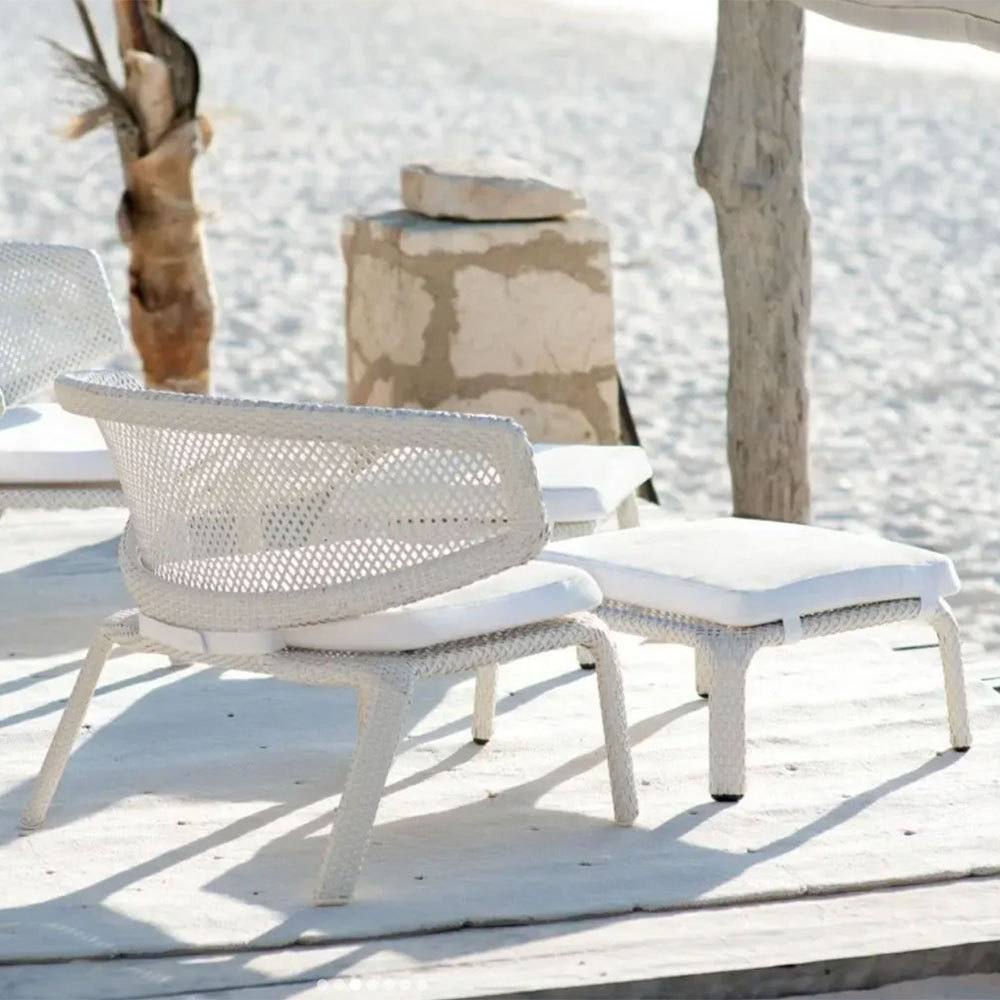 Factory Wholesale Hotel Beach rattan outdoor Furniture Patio Metal Wicker Outdoor Chairs aluminum white rattan lounge chair