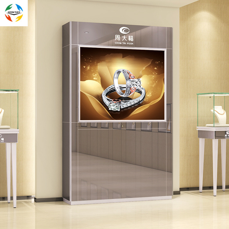 Portable Gold Metal Jewelry Kiosk with Glass Tabletop Multifunction Showcase for Glass Metal  Sliding  Door