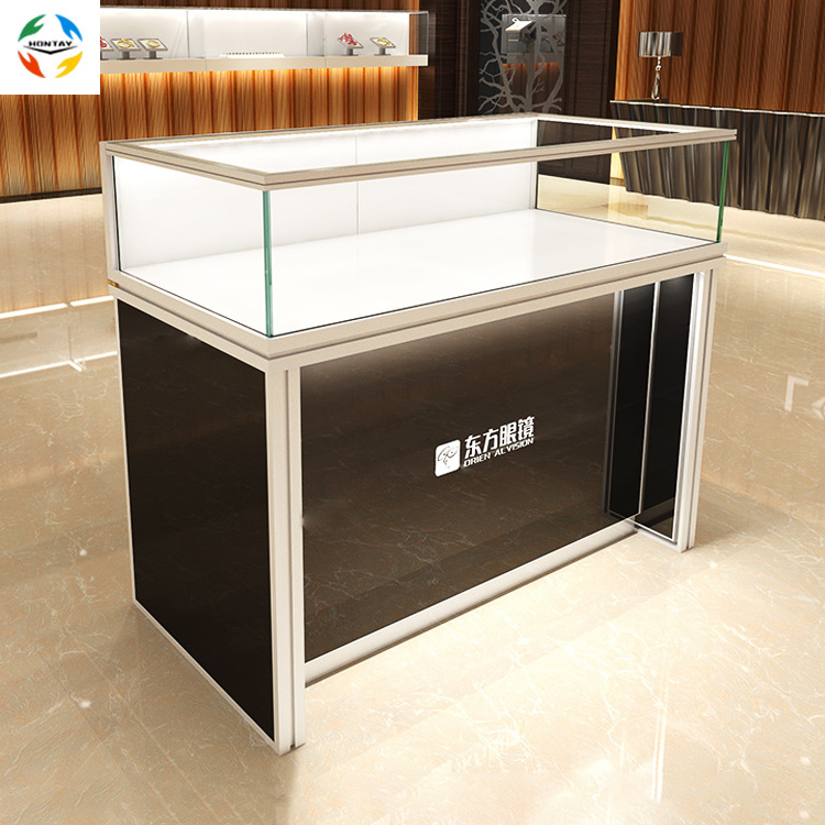 Good Selling Silver Metal Frame Front Viewing Used Glass Showcase Shelves Retail Phone Booth Cellphone Display Counter For Sale