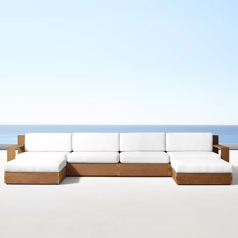 All Weather Luxury Teak Outdoor Furniture Patio Garden Sofas Furniture Sets Outdoor Hotel Solid Wood Sofa Sectional