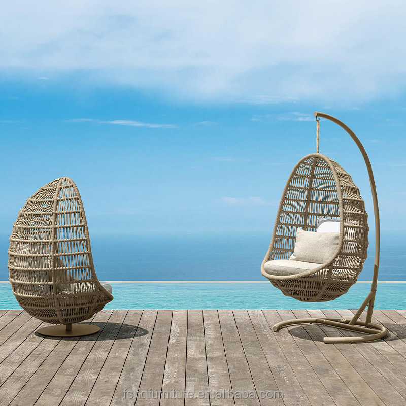 Patio Swings Outdoor Rattan Furniture Wicker Egg Shaped Patio Hammock Swings Chair