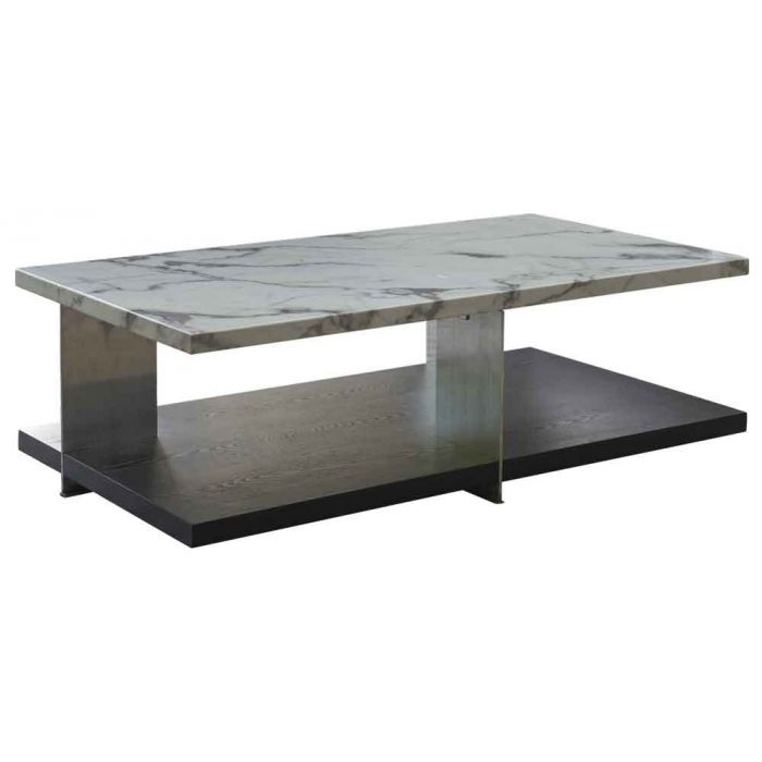 Interior polygonal design aluminum alloy frame marble table top tea table