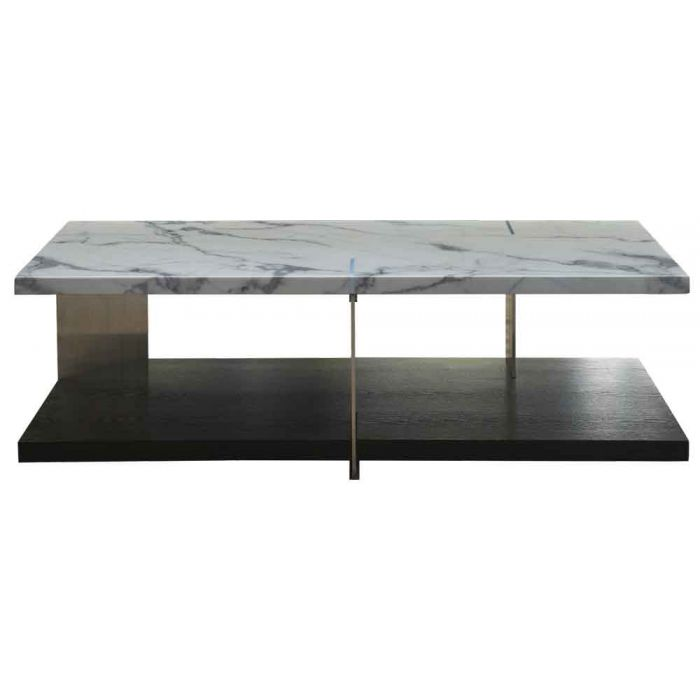 Interior polygonal design aluminum alloy frame marble table top tea table