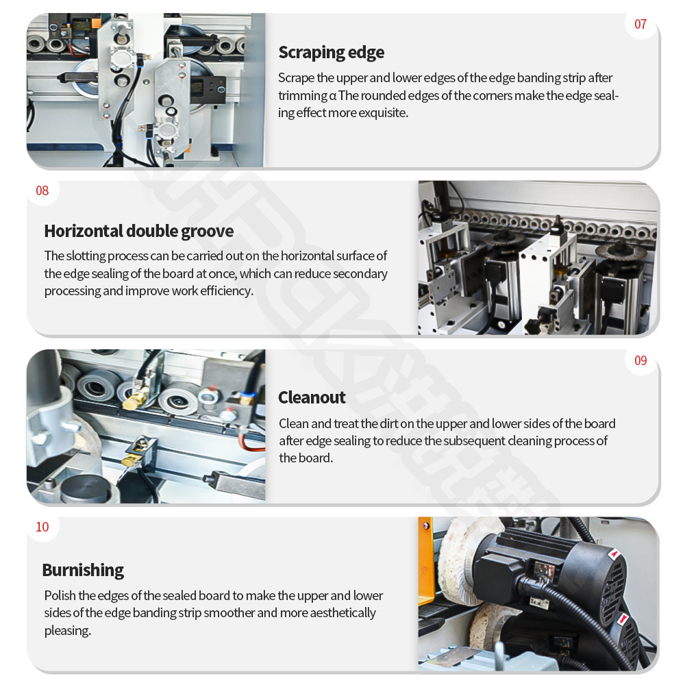 Automatic double-slotted edge banding machine through feed