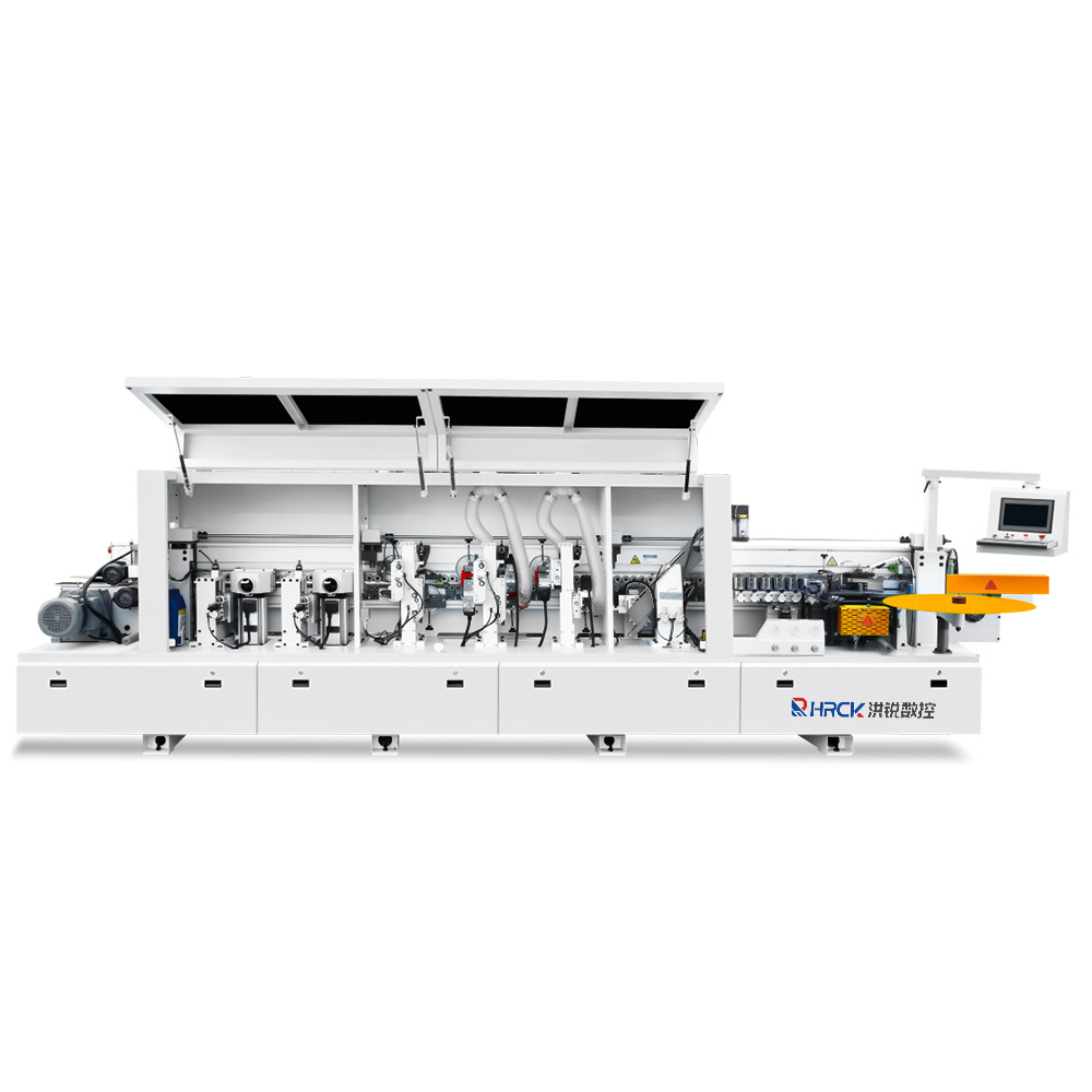 Automatic double-slotted edge banding machine through feed