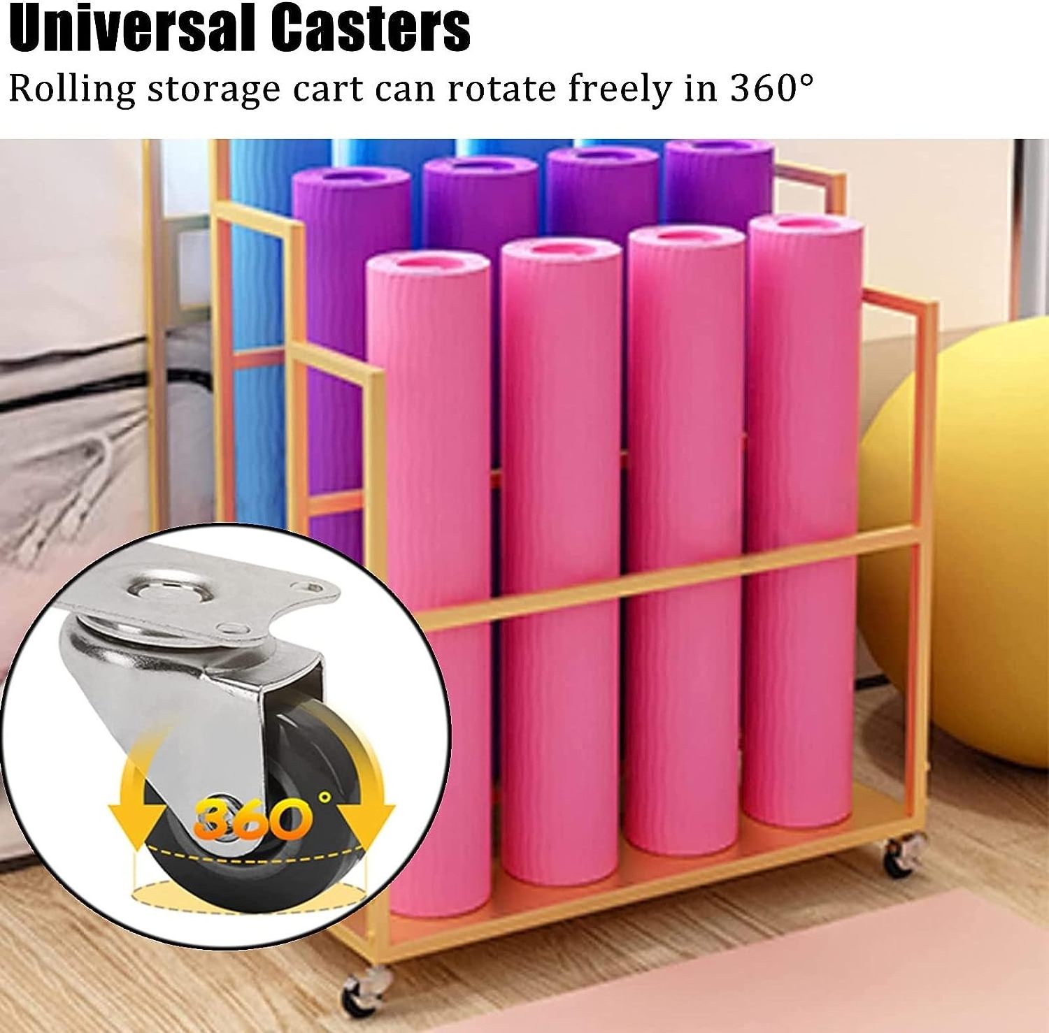 Large Capacity Yoga Mat Storage Rack, Hold 20 Mats, Metal Foam Roller Storage Organizer