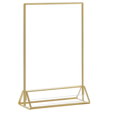 Gold Sign Holders Metal Double Sided Table Menu Display Stand Wedding Table Numbers Holder