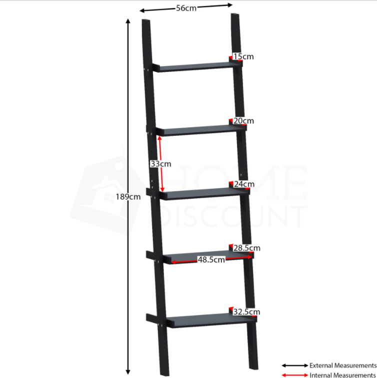 High Quality Wall Stand White Ladder Shelving Unit 5 Tier Display Stand Book Shelf Wall Rack Storage