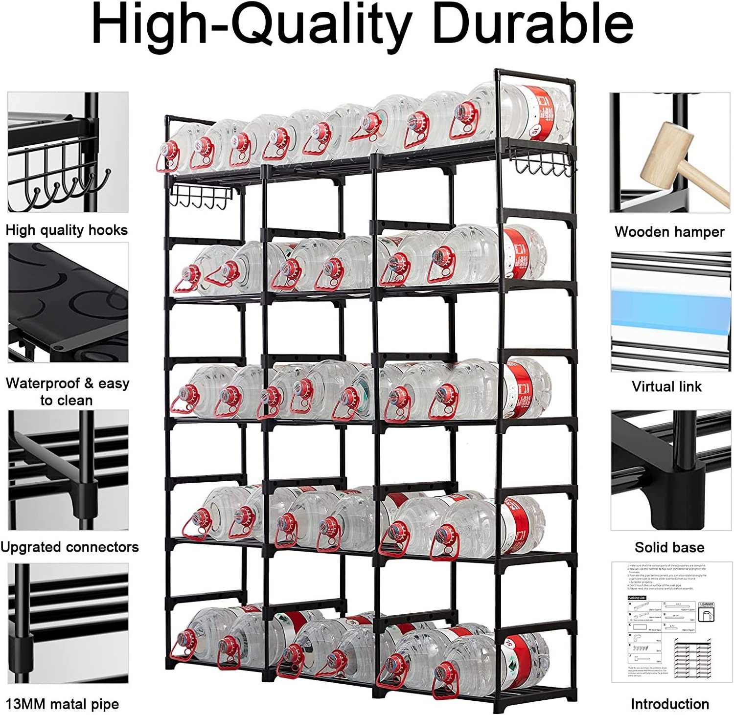 9 Tiers Metal Shoe Rack Organizer Vertical Free Standing Shoe Shelf