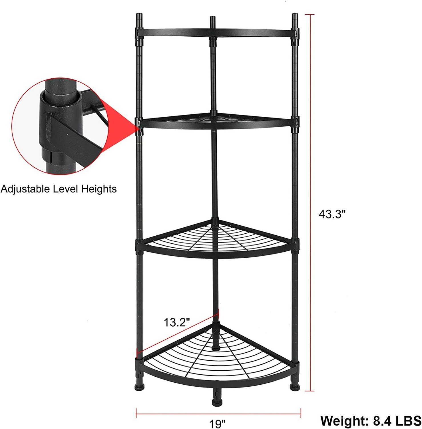 4 Tier Corner Display Rack Multipurpose Metal Shelving Unit