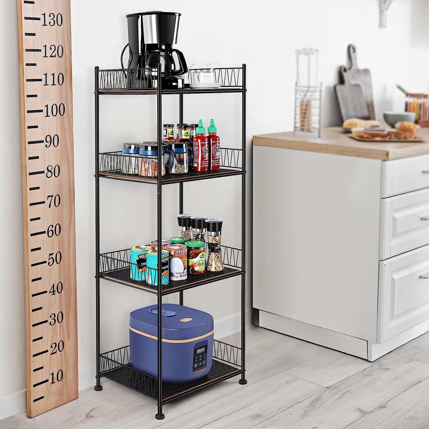 4 Tier Open Shelving Units Freestanding Kitchen Storage Rack Standing Kitchen Rack Organizer