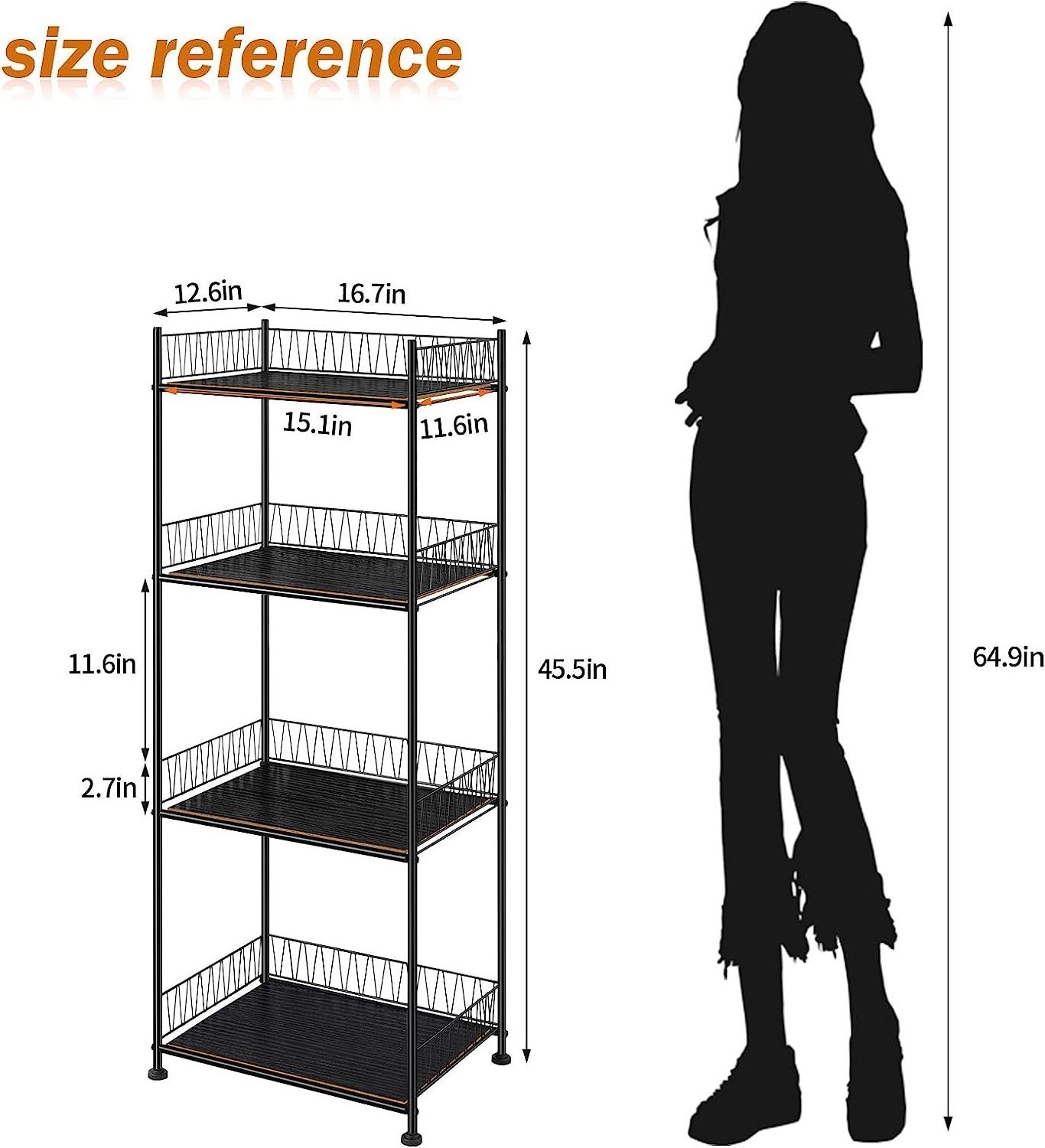 4 Tier Open Shelving Units Freestanding Kitchen Storage Rack Standing Kitchen Rack Organizer