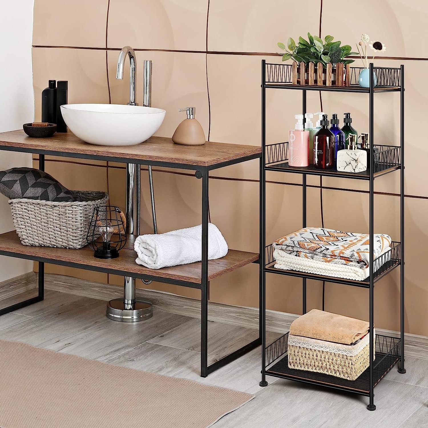 4 Tier Open Shelving Units Freestanding Kitchen Storage Rack Standing Kitchen Rack Organizer