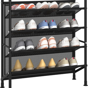 Tier Shoe rack for closet Mesh fabric narrow Metal shoe racks, Space saving Small Shoe Storage Organizer Shelf