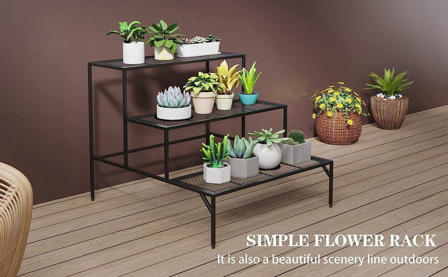 3 Tier Metal Tall Plant Stands Multiple Planter Organizer Shelves Flower Pot Display Rack With Indoor Outdoor