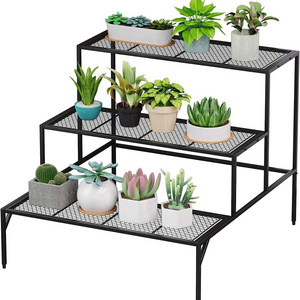 3 Tier Metal Tall Plant Stands Multiple Planter Organizer Shelves Flower Pot Display Rack With Indoor Outdoor