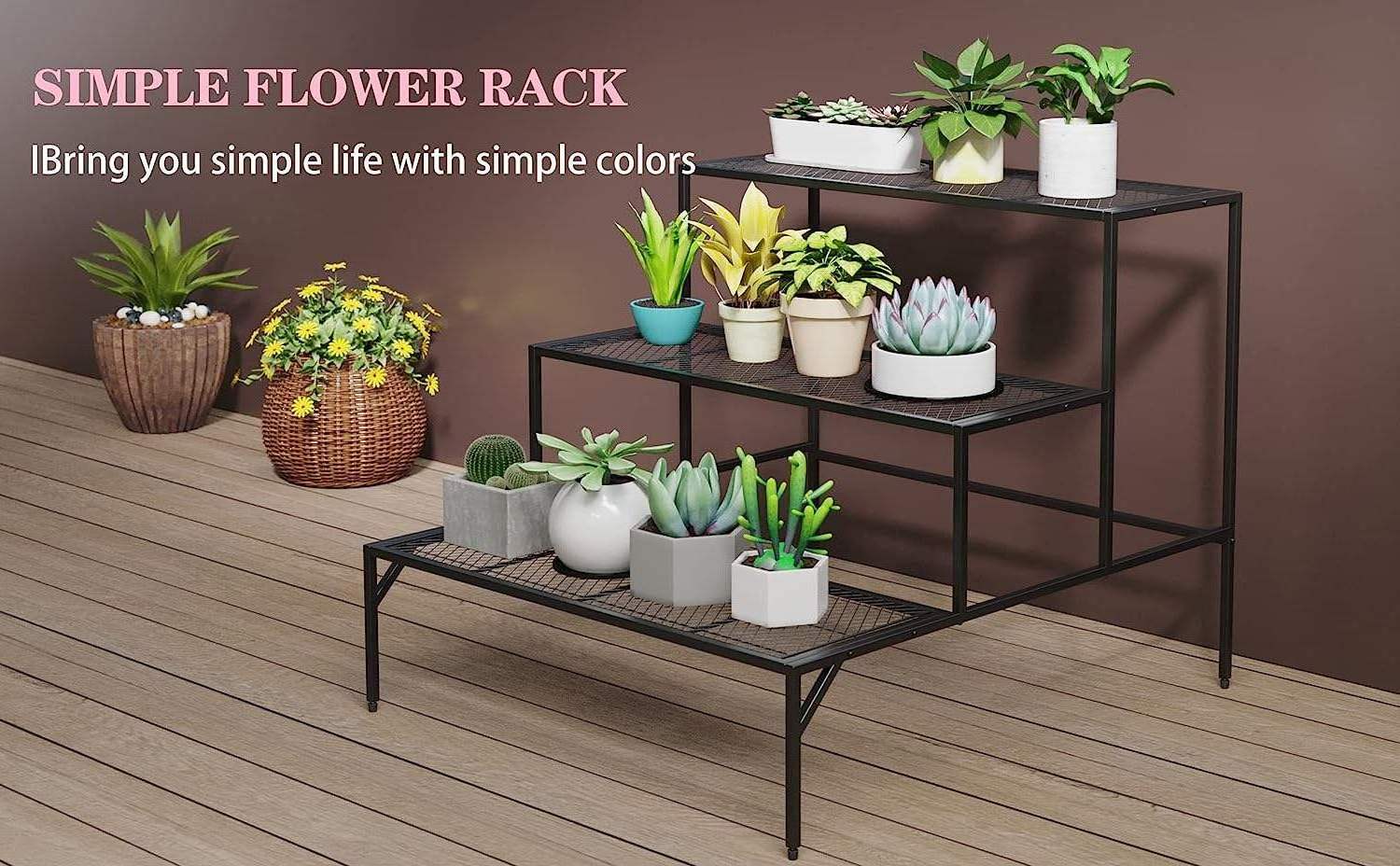 3 Tier Metal Tall Plant Stands Multiple Planter Organizer Shelves Flower Pot Display Rack With Indoor Outdoor