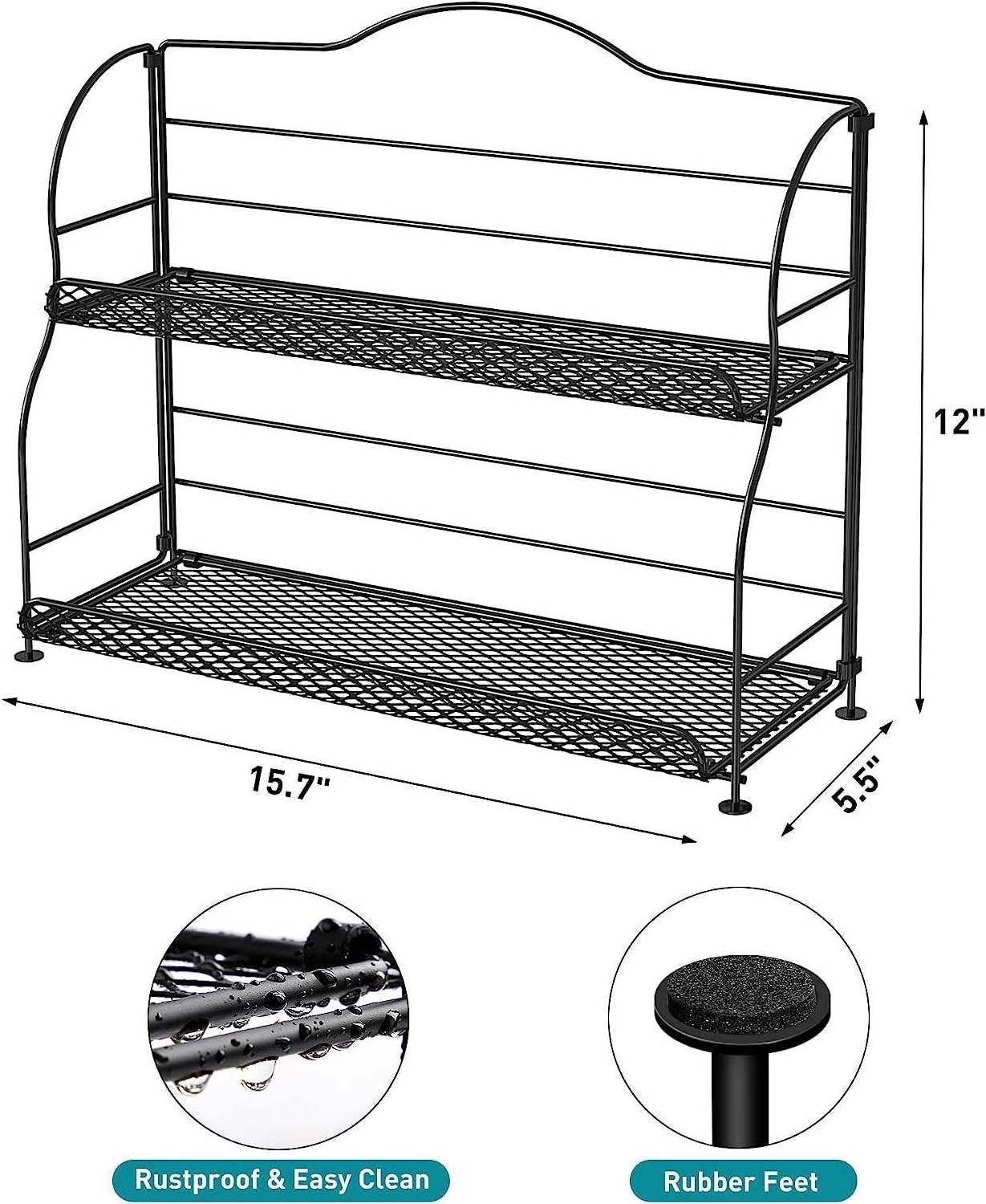 Bathroom Counter Organizer Countertop Organizer and Storage Bedroom 2-Tier Kitchen Spice Rack Shelf Organization