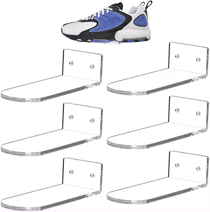 Floating Sneaker Displays Shelves for Wall Mount  Clear Acrylic Floating Shelves for Showcase Sneaker Collection or Shoes Box