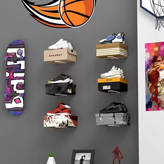 Floating Sneaker Displays Shelves for Wall Mount  Clear Acrylic Floating Shelves for Showcase Sneaker Collection or Shoes Box