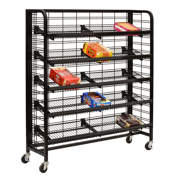 5 Lays Metal Wire Basket Bottles Candy Potato Chip Rack Snacks Display Stand For Super Market