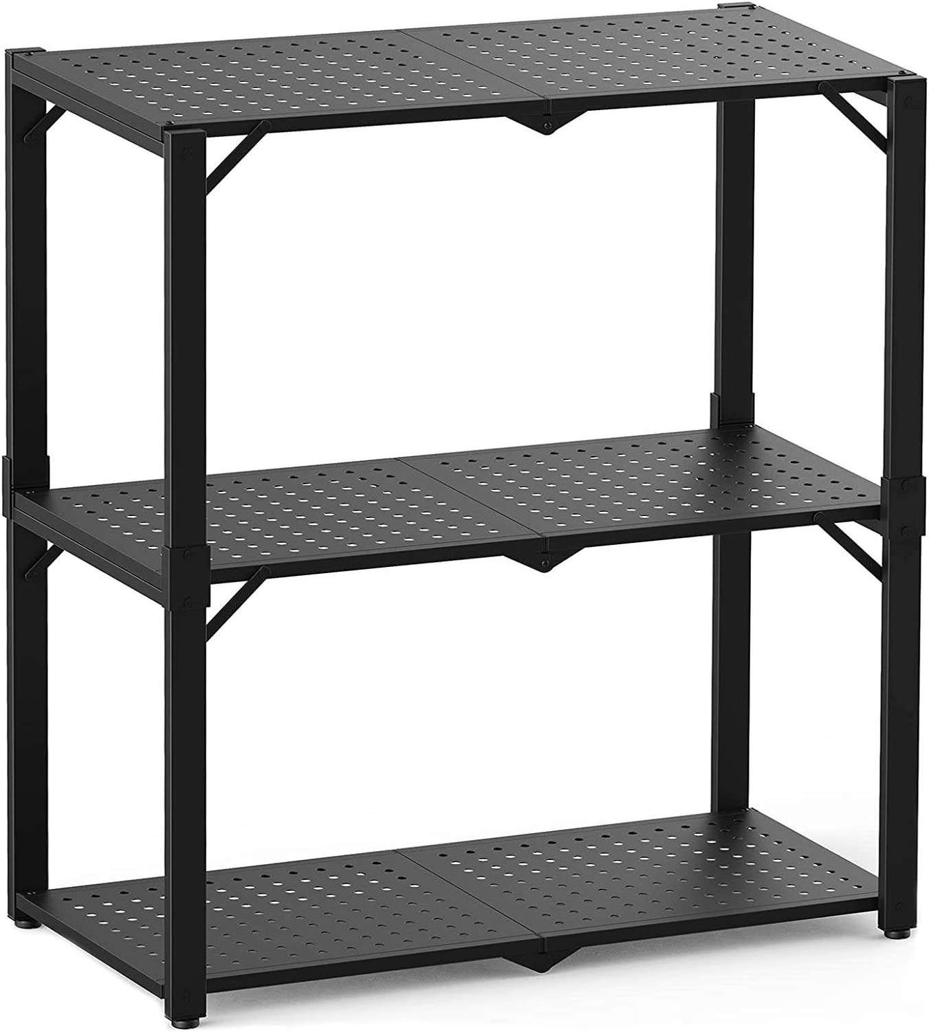 3-Tier Storage Rack Kitchen Garage Shelves Heavy Duty Metal Shelving with Wheels Utility Chromed Shelf Unit Wire Rack