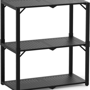 3-Tier Storage Rack Kitchen Garage Shelves Heavy Duty Metal Shelving with Wheels Utility Chromed Shelf Unit Wire Rack